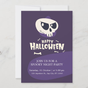 Scull And Bones Spooky Halloween Costume Party Invitation