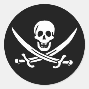 Scull and Crossed Swords Classic Round Sticker