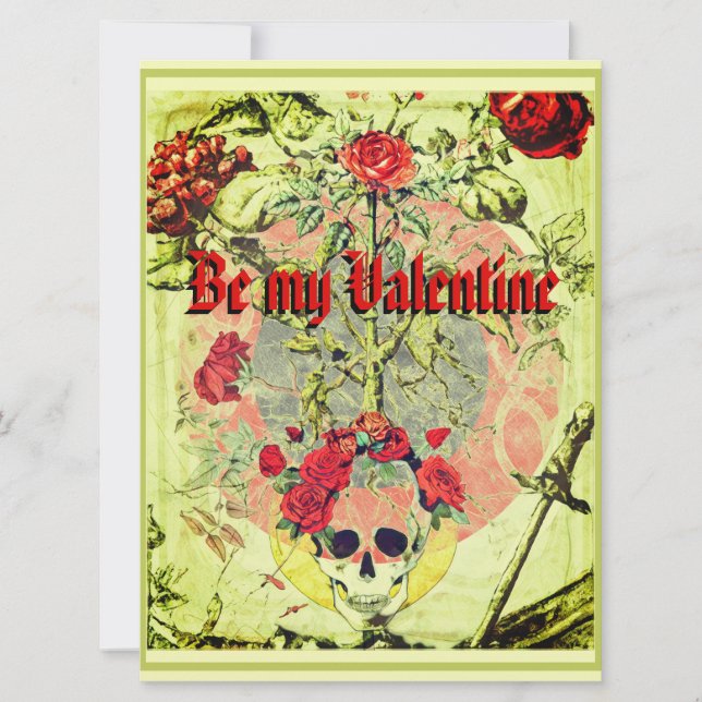 Scull and Rose Bush Poster Holiday Card (Front)