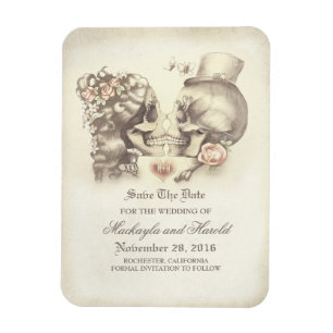 Scull couple Day of the Dead Save the Date Magnet