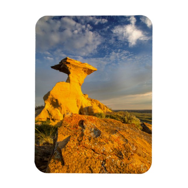 Sculpted Badlands Formation In Short Grass Magnet (Vertical)