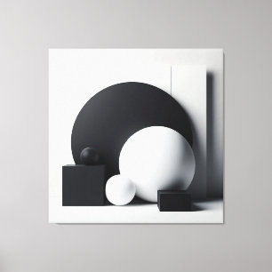 Sculpted Balance – Monochrome Geometry Art Canvas Print