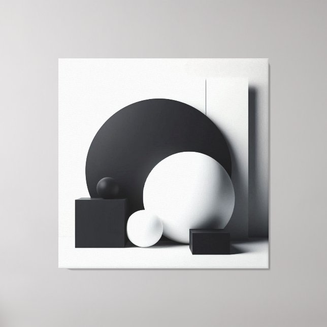 Sculpted Balance – Monochrome Geometry Art Canvas Print (Front)