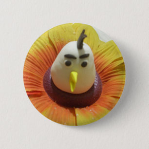 Sculpted Bird in Sunflower Art Print 6 Cm Round Badge