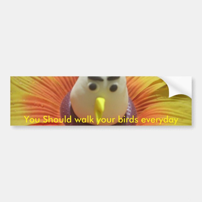 Sculpted Bird in Sunflower Art Print Bumper Sticker (Front)