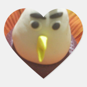 Sculpted Bird in Sunflower Art Print Heart Sticker