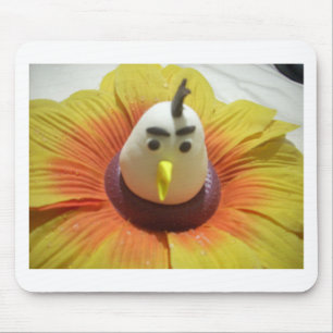 Sculpted Bird in Sunflower Art Print Mouse Mat