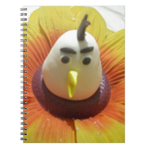 Sculpted Bird in Sunflower Art Print Notebook