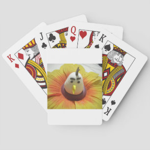 Sculpted Bird in Sunflower Art Print Playing Cards