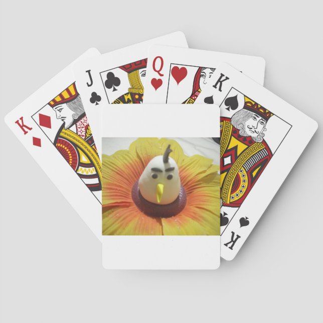 Sculpted Bird in Sunflower Art Print Playing Cards (Back)