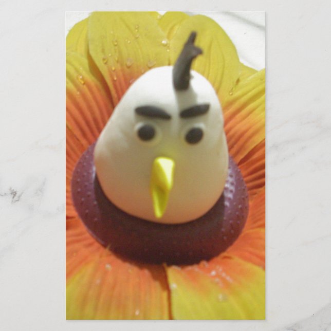 Sculpted Bird in Sunflower Art Print Stationery (Front)