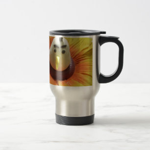 Sculpted Bird in Sunflower Art Print Travel Mug