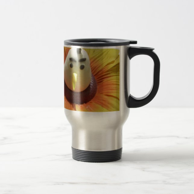 Sculpted Bird in Sunflower Art Print Travel Mug (Right)