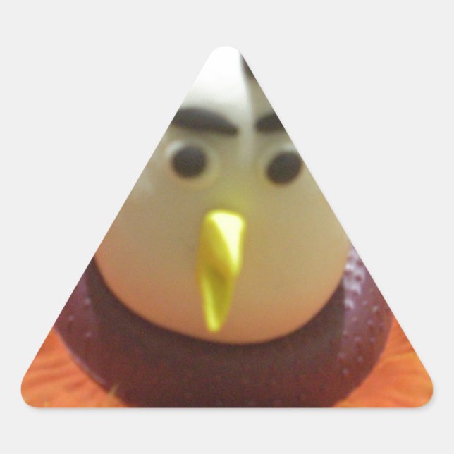 Sculpted Bird in Sunflower Art Print Triangle Sticker (Front)