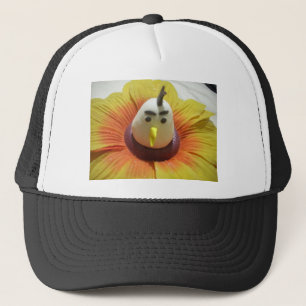 Sculpted Bird in Sunflower Art Print Trucker Hat