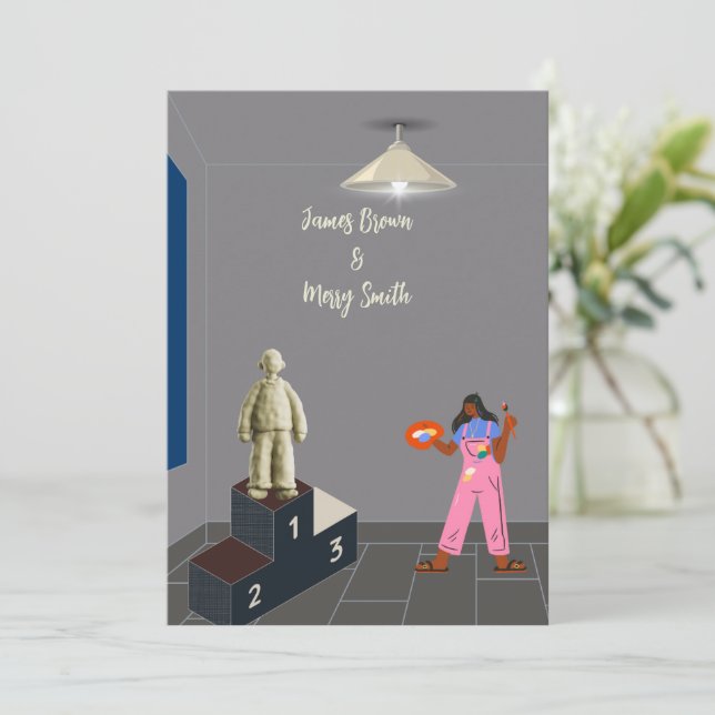 Sculpted by Love wedding Invitation (Standing Front)