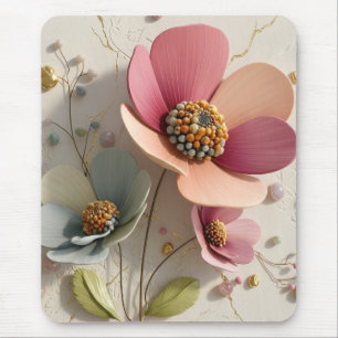 Sculpted Ceramic & Gold Leaf Floral Relief - Auror Mouse Mat