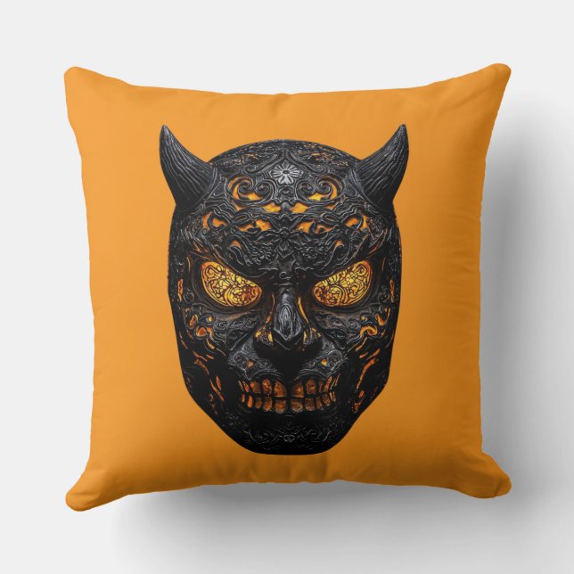 👹 Sculpted Demonic Mask - Art Intricate Cushion (Back)