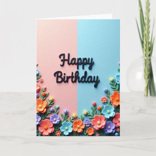 Sculpted Floral Script Card (Front)