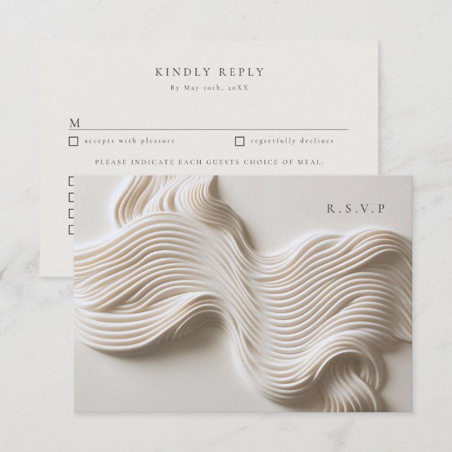 sculpted flowing ivory wedding meal choices RSVP (Front/Back)