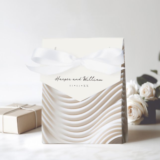 Sculpted flowing marble favour box (Gift bag for the elegant off-white ivory wedding)