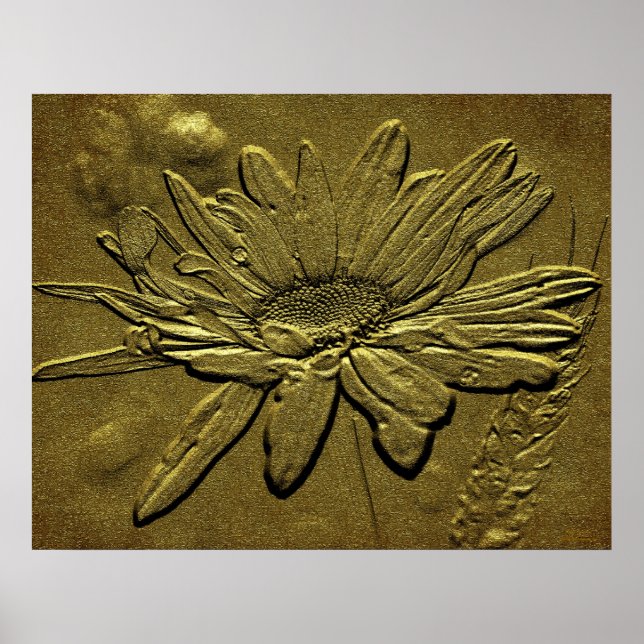 Sculpted Golden Daisy Floral Print (Front)