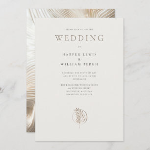Sculpted ivory twig wedding invitation