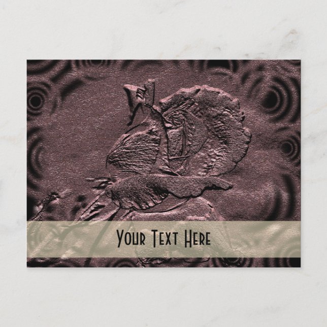 Sculpted Plum Rosebud Floral Customisable Postcard (Front)