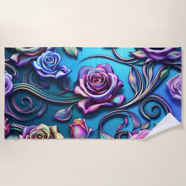 Sculpted Roses Beach Towel (Front)