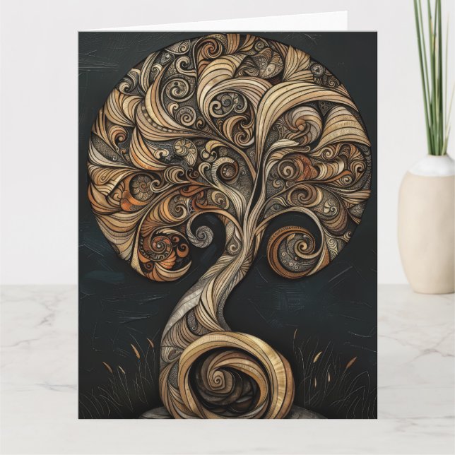 Sculpted Spiral Tree Art Card (Front)