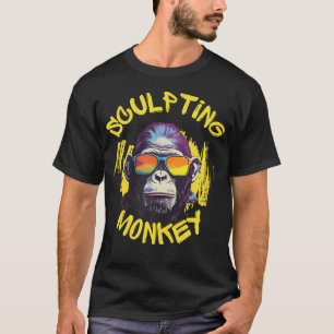 Sculpting Monkey Artist Creative Clay Modeling Pri T-Shirt