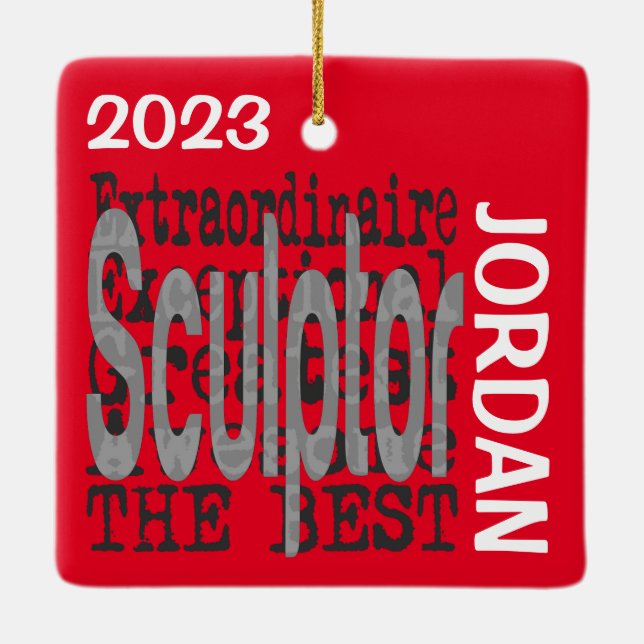 Sculptor Extraordinaire CUSTOM Ceramic Ornament (Back)