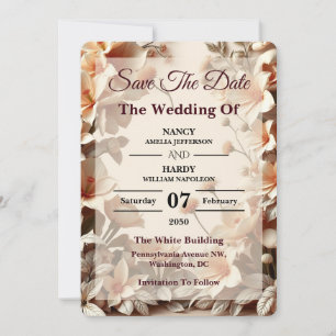 Sculptural Floral Neutral Wedding Save The Date