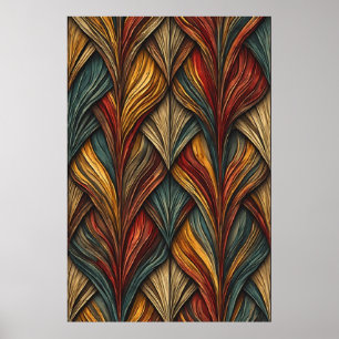 Sculptural Leaves: A Vibrant Geometric Composition Poster