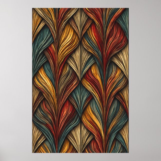 Sculptural Leaves: A Vibrant Geometric Composition Poster (Front)