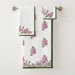 Sculptural Roses on a Bathroom Towel Set