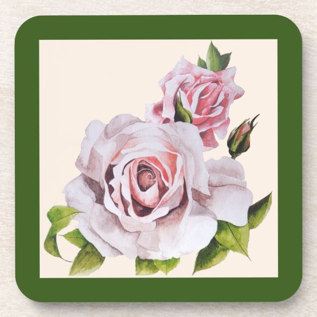 Sculptural Roses on a Coaster Set (Front)