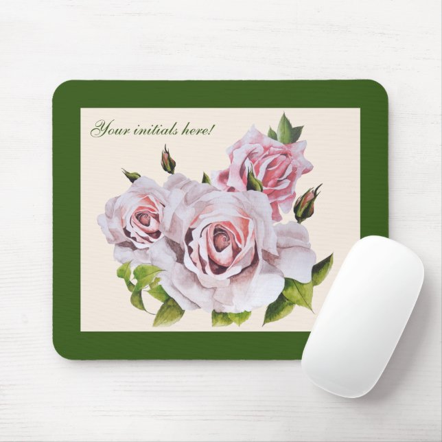 Sculptural Roses on a Mouse Pad (With Mouse)