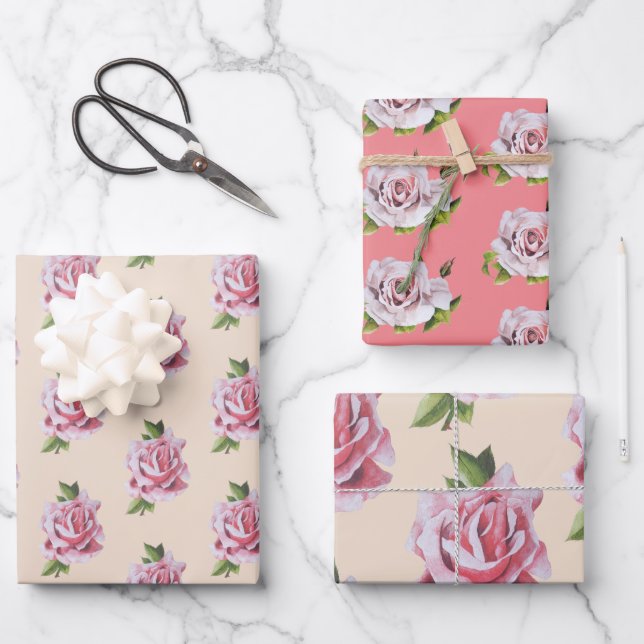 Sculptural Roses on Wrapping Paper (Front)