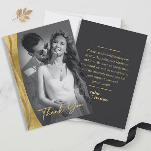 Sculptural Waves Thank You Matte Black Gold ID1312 Card