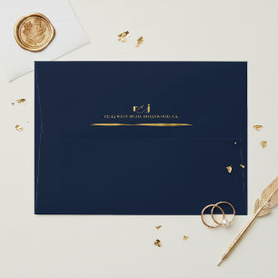 Sculptural Waves Wedding Gold Navy Blue ID1312 Envelope