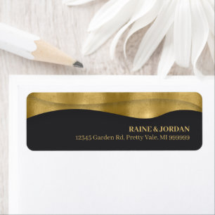 Sculptural Waves Wedding Matte Black Gold ID1312