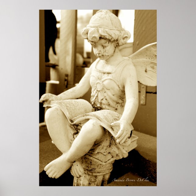 Sculpture of a Fairy Reading a Book Poster (Front)