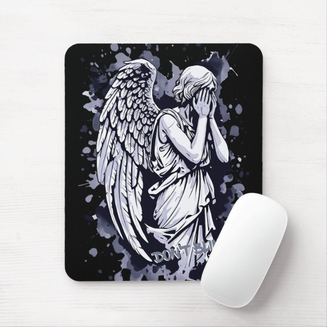Sculpture of a Weeping Angel  - with Splashes 1 Mouse Mat (With Mouse)