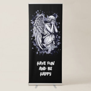 Sculpture of a Weeping Angel - with Splashes 1 Retractable Banner