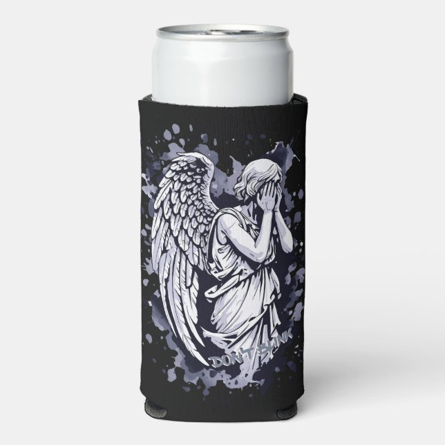 Sculpture of a Weeping Angel  - with Splashes 1 Seltzer Can Cooler (Seltzer Front)