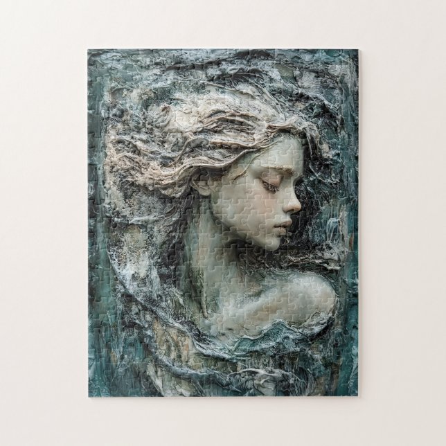Sculpture of a Woman's Profile Patina Jigsaw Puzzle (Vertical)
