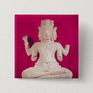 Sculpture of Brahma with four faces 2 15 Cm Square Badge