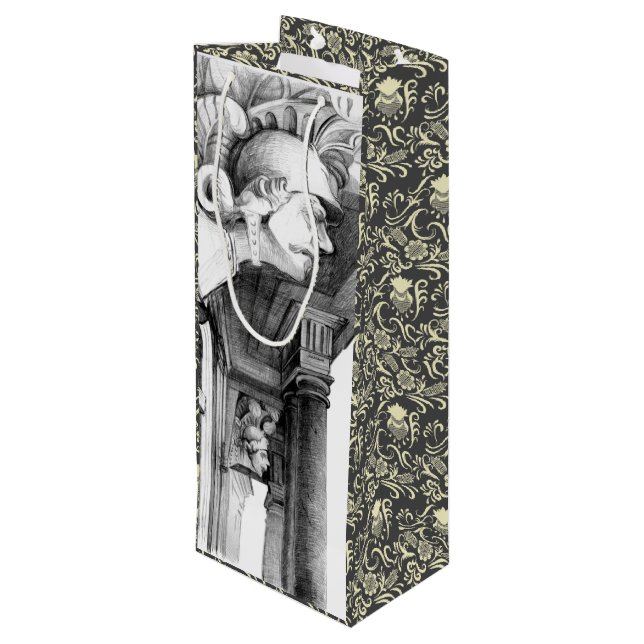 Sculpture of  castle  Pencil Art  Wine Gift Bag (Back Angled)