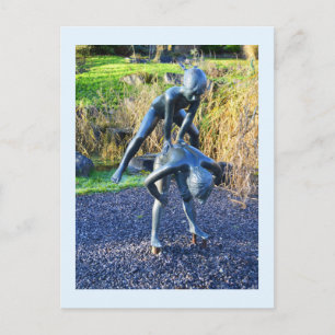 Sculpture of children playing postcard